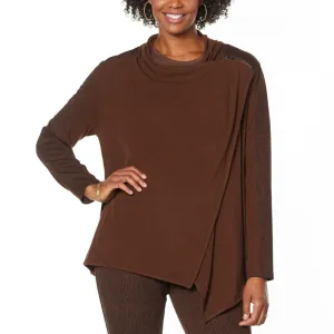 DG2 by Diane Gilman Women's Plus Size Eco Ponte Knit Drape Front Easy Jacket