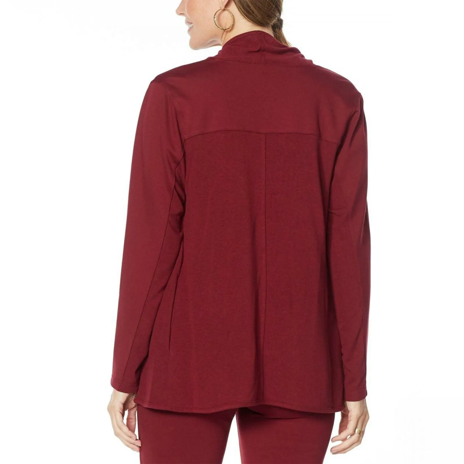 DG2 by Diane Gilman Women's Plus Size Eco Ponte Knit Drape Front Easy Jacket