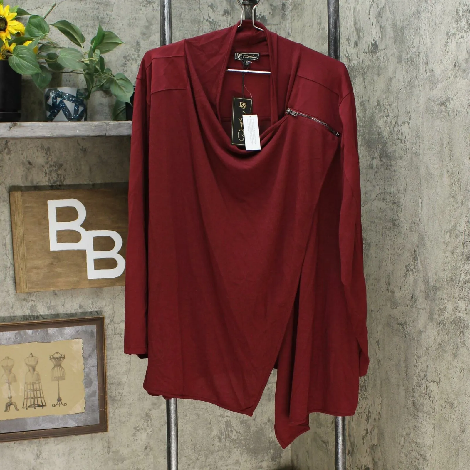 DG2 by Diane Gilman Women's Plus Size Eco Ponte Knit Drape Front Easy Jacket