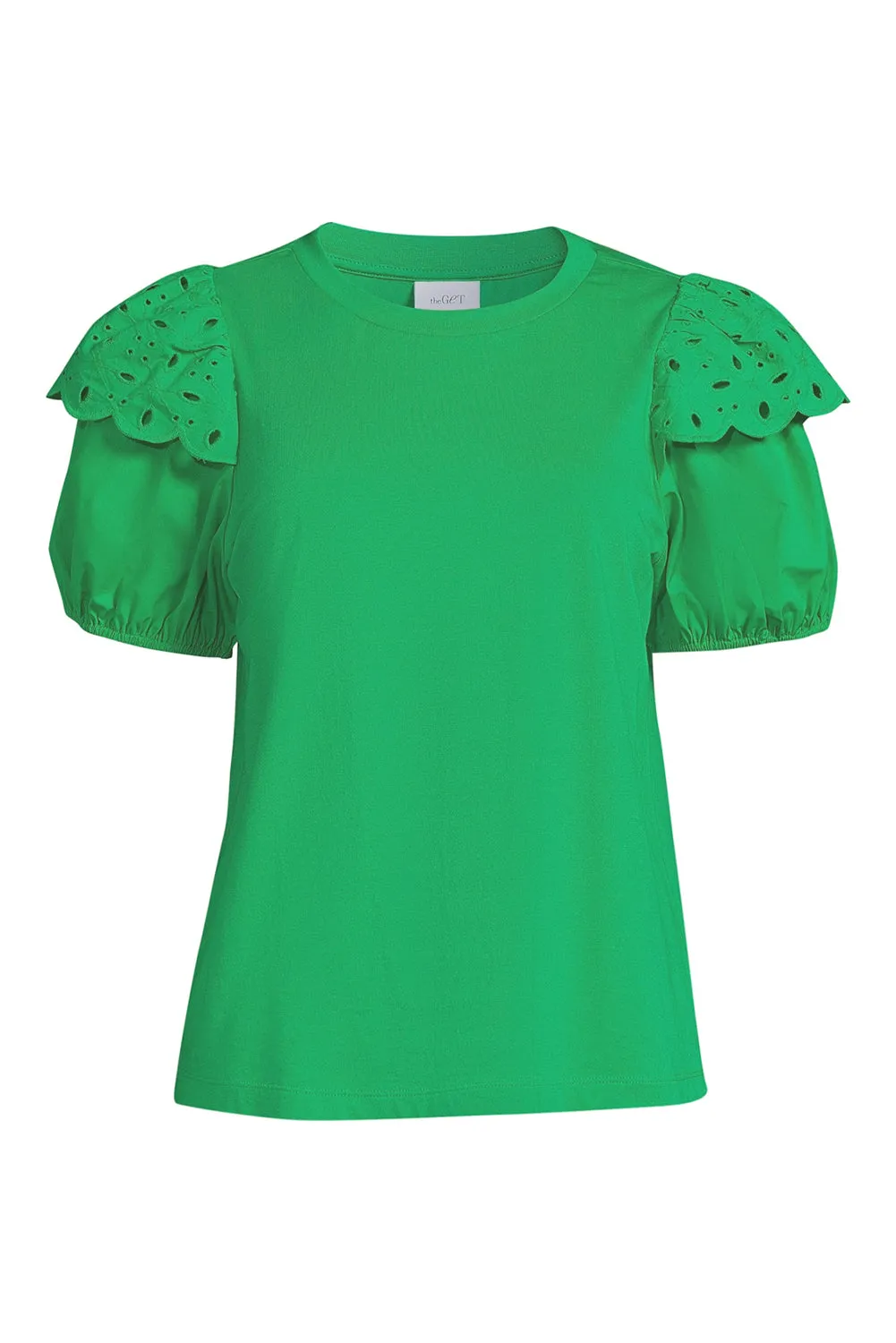 Dia Eyelet Round Neck Short Sleeve Blouse