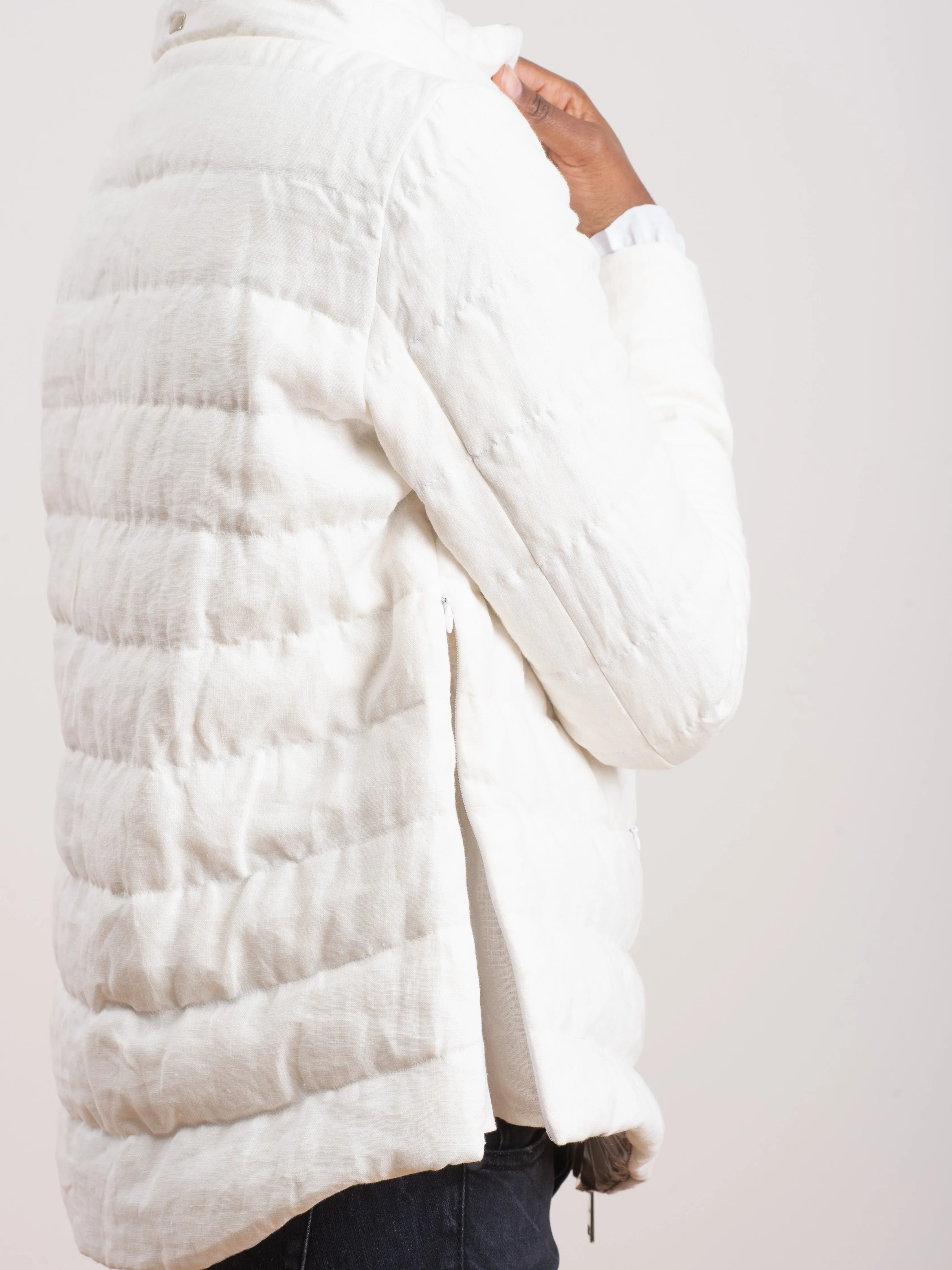 down linen jacket - white