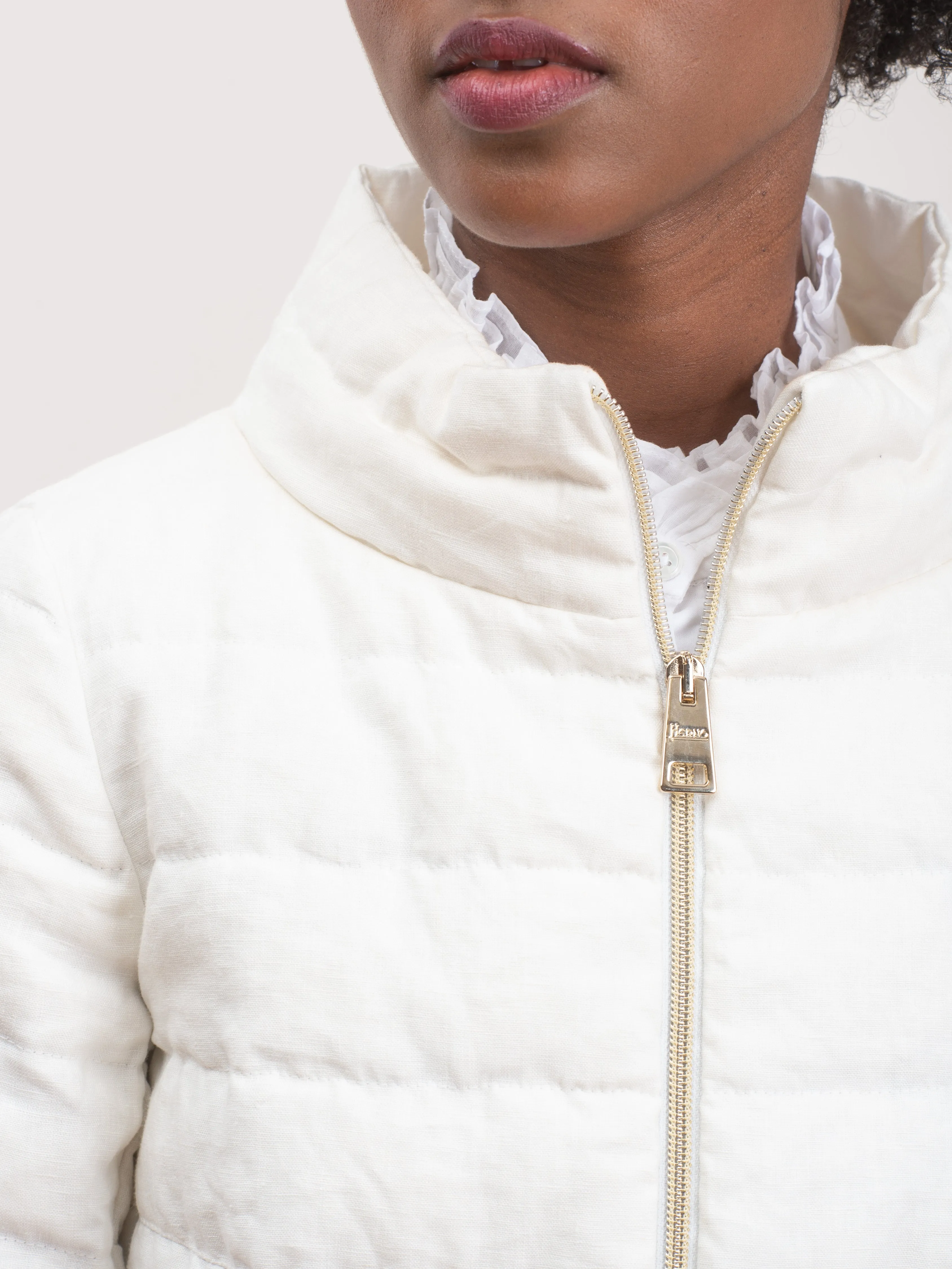 down linen jacket - white
