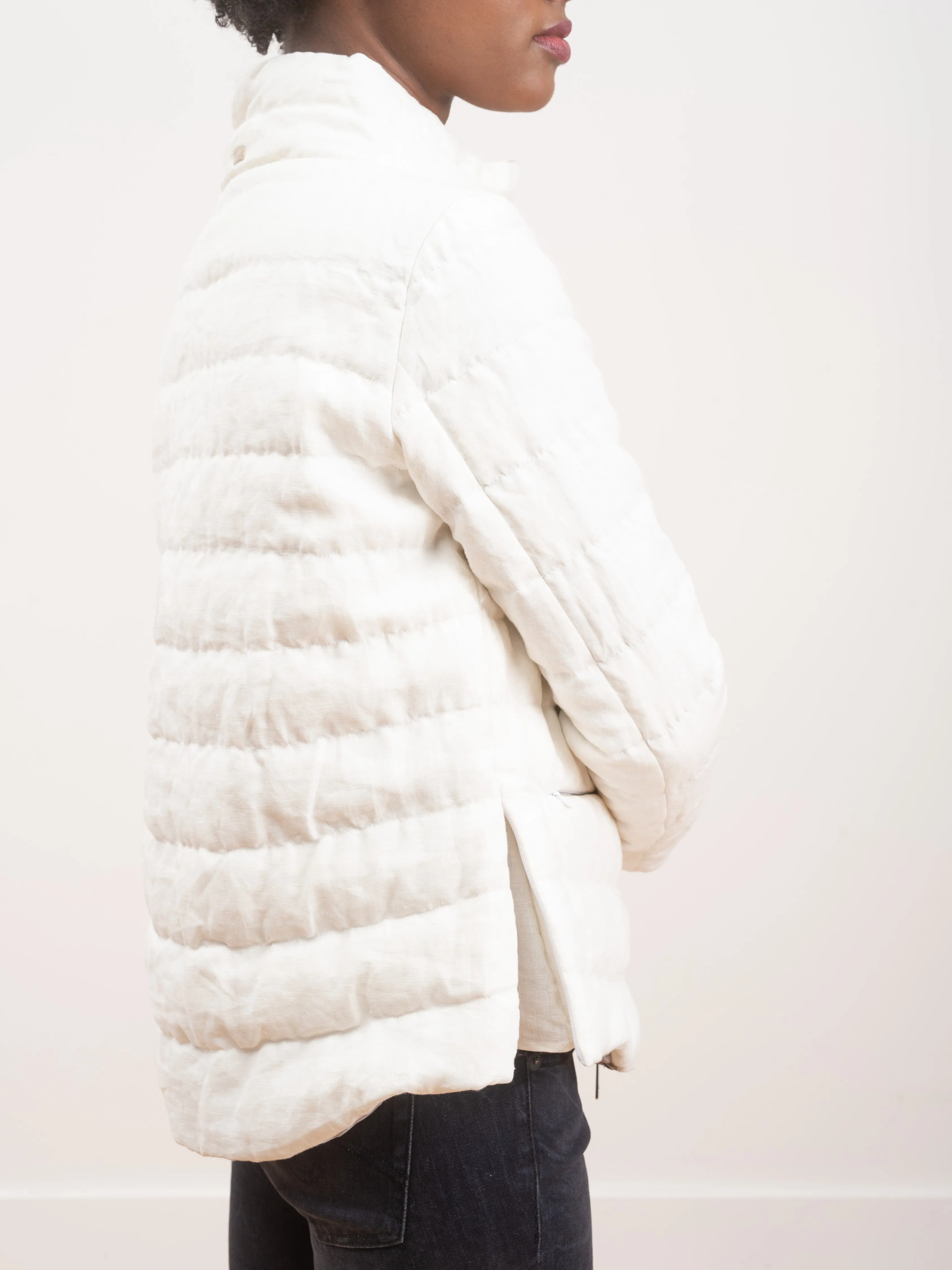 down linen jacket - white