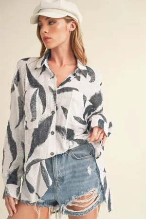 Elevate Your Summer Style with the High-Low Printed Button-Up Shirt