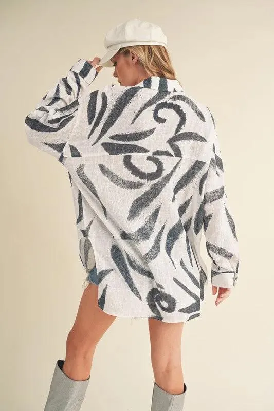 Elevate Your Summer Style with the High-Low Printed Button-Up Shirt