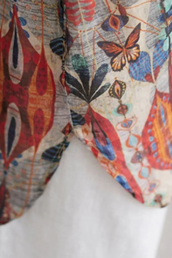 Floral Printing Round Neck Blouse