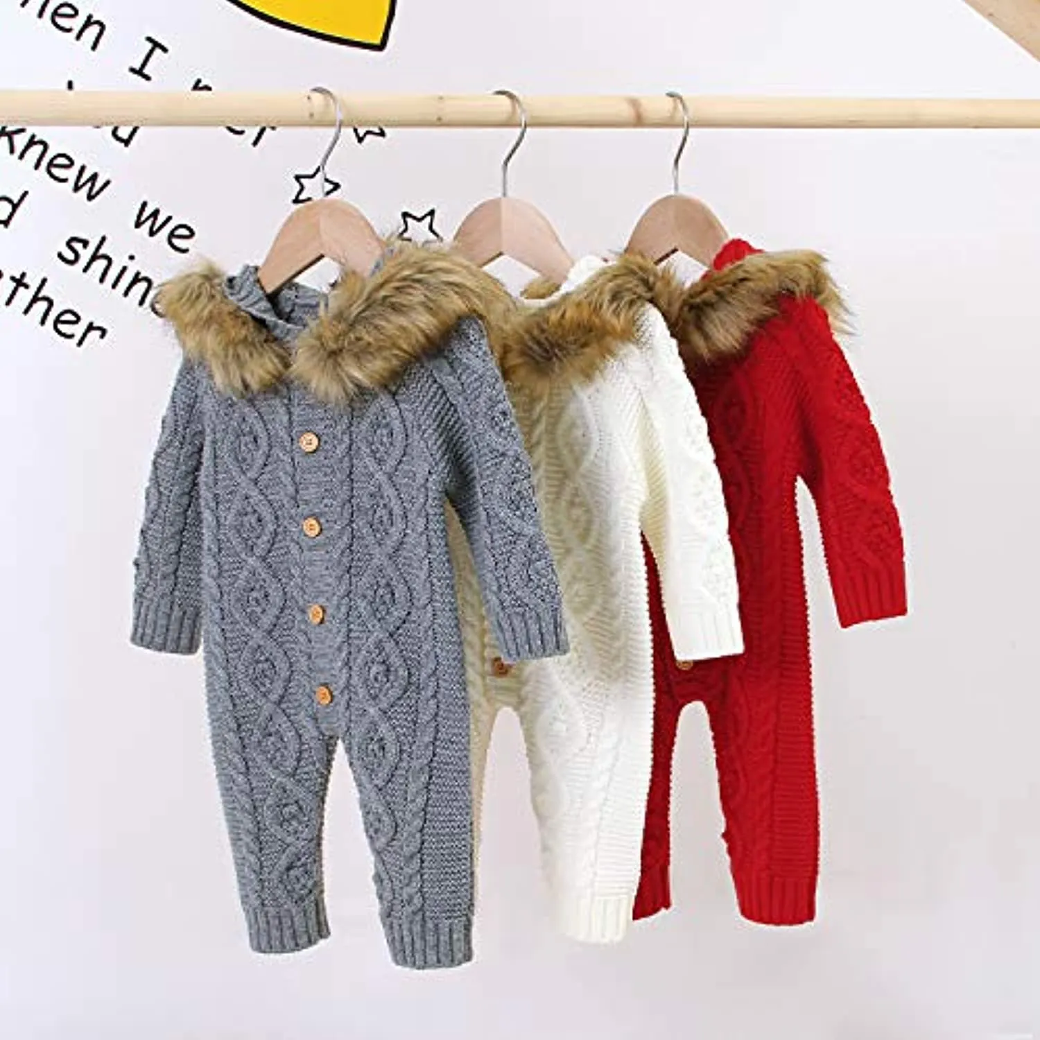Fur Hooded Sweater Rompers
