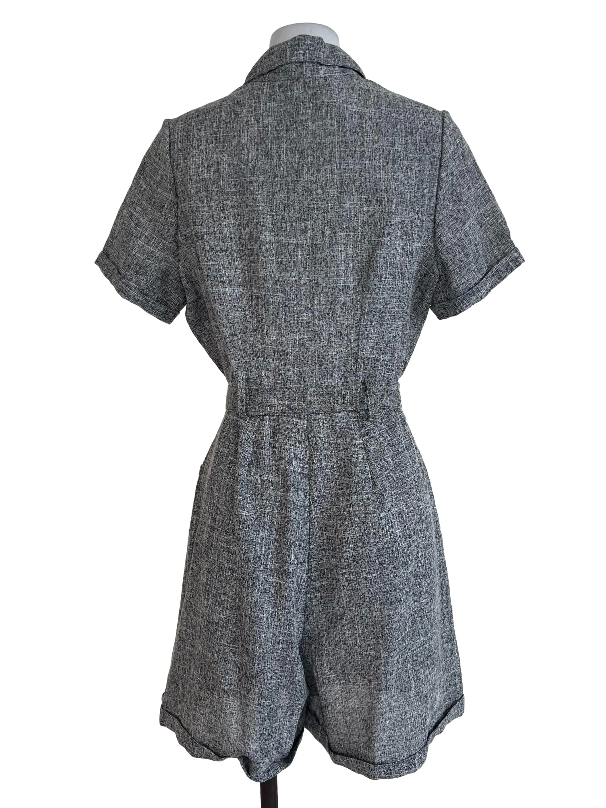 Grey Button Rompers