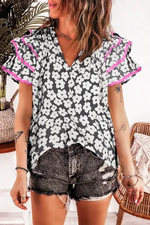 Hunter V-Neck Flounce Sleeve Blouse
