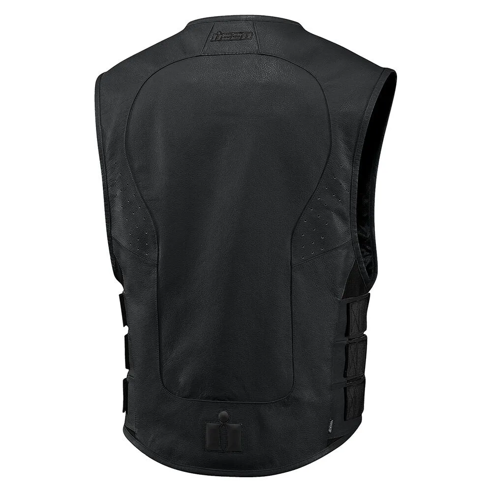 Icon Regulator D3O Mens Motorcycle Leather Vest - Black