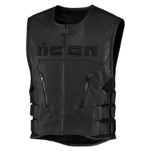 Icon Regulator D3O Mens Motorcycle Leather Vest - Black