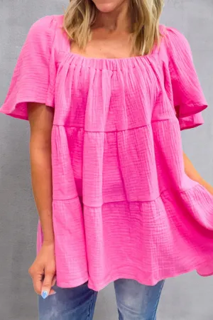 Isla Square Neck Short Sleeve Blouse