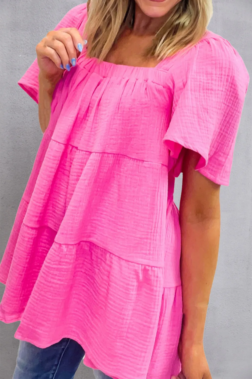 Isla Square Neck Short Sleeve Blouse