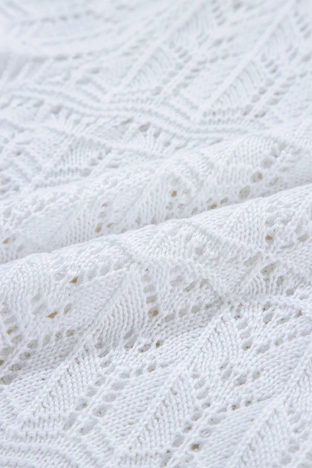 Jadin Openwork V-Neck Half Sleeve Cardigan
