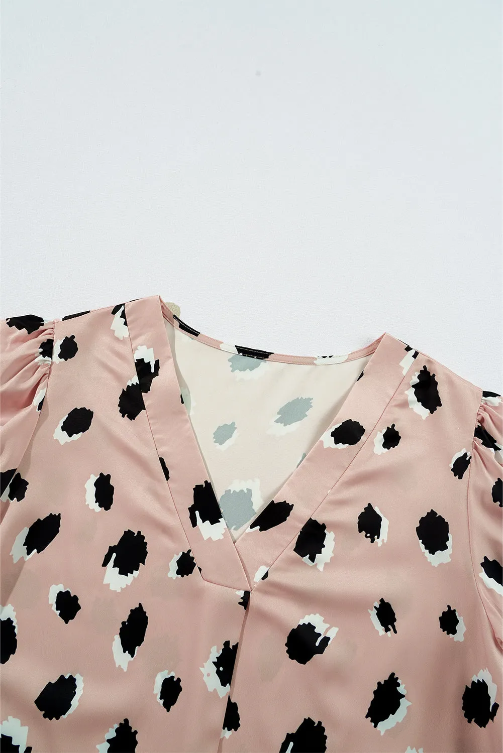 KaleaBoutique Classic Leopard V Neck Bracelet Sleeve Blouse