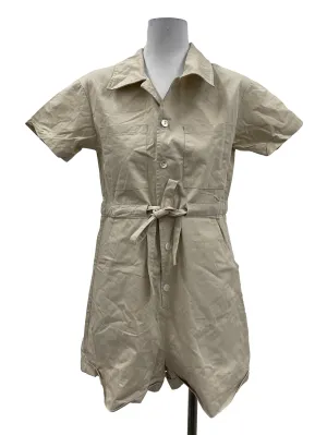 Khaki Nude Button Down Romper