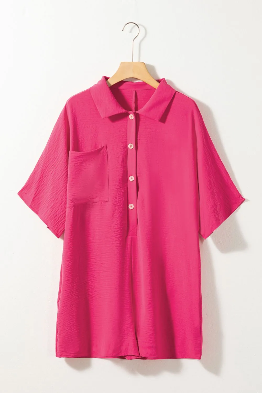 Kyla Half Button Short Sleeve Romper