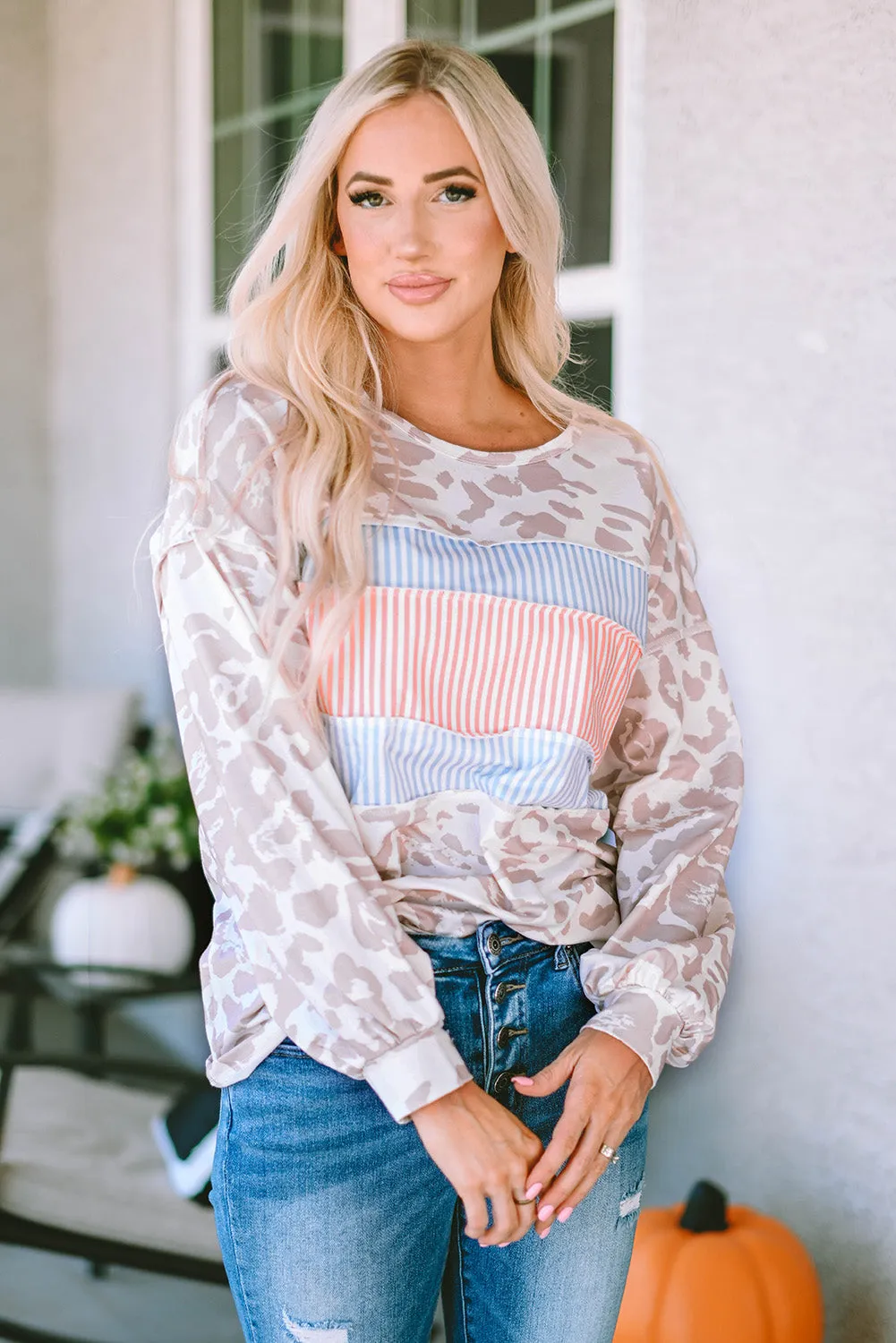 Lila Round Neck Color Block Dropped Shoulder Tee