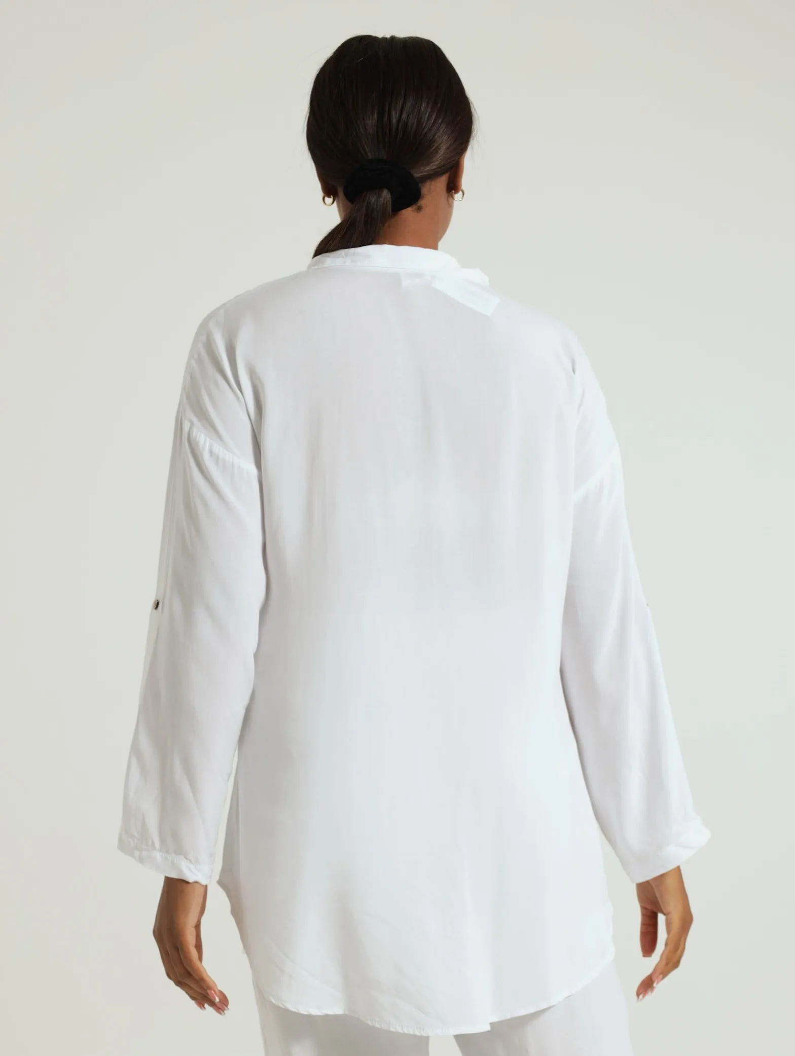 Long Sleeve Sheer Shirt - White