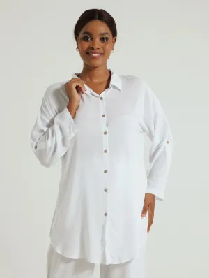 Long Sleeve Sheer Shirt - White
