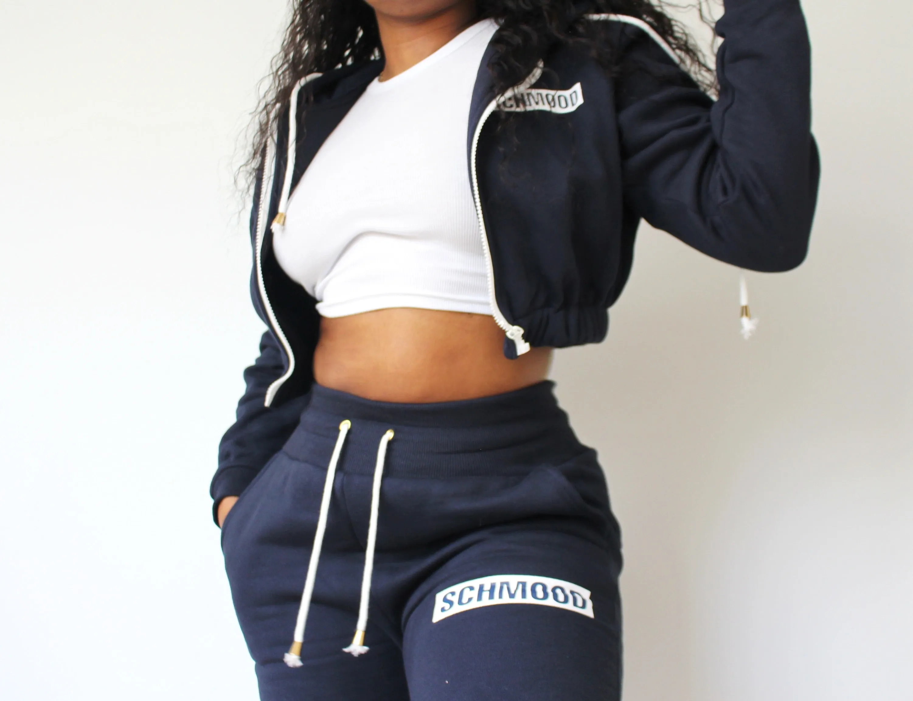 Low-key/Cozy Joggers 2.0 -  Navy Blue/White