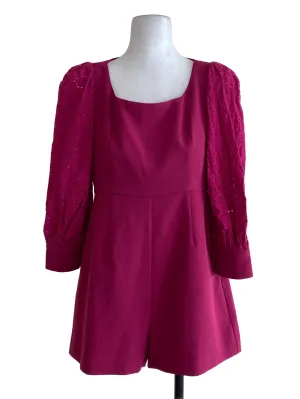 Magenta Embroidered Sleeve Rompers LB