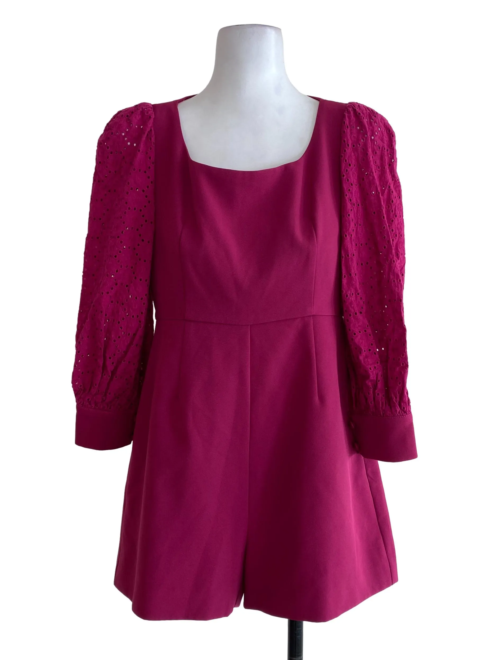 Magenta Embroidered Sleeve Rompers LB