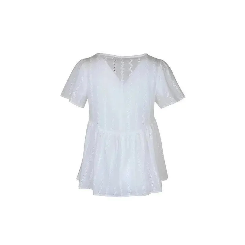 Make a statement in our Eyelet Babydoll White Top - Shop Now!