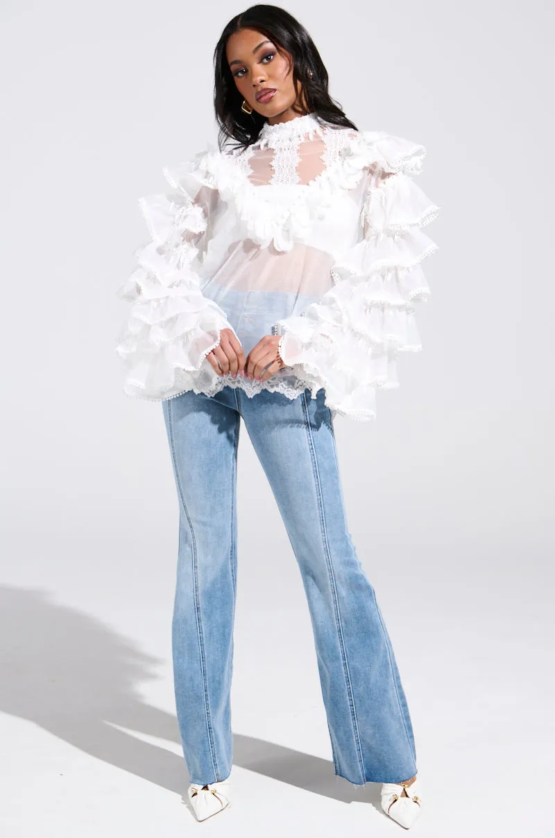 MELODY SHEER LACE LONG SLEEVE BLOUSE