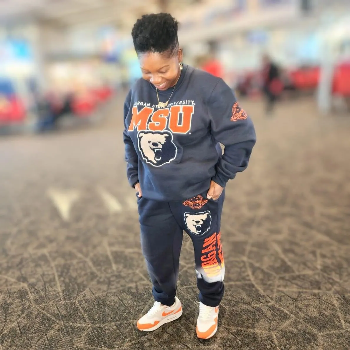 MORGAN STATE COLOR  Chenille Embroidery  Sweatshirt & Joggers -aja