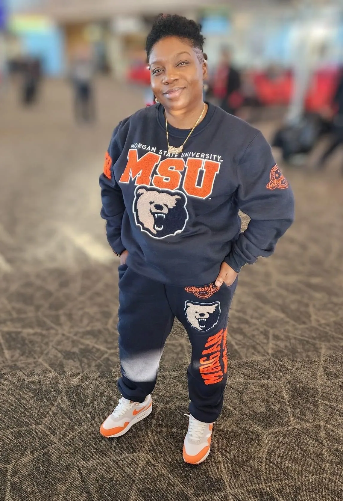 MORGAN STATE COLOR  Chenille Embroidery  Sweatshirt & Joggers -aja