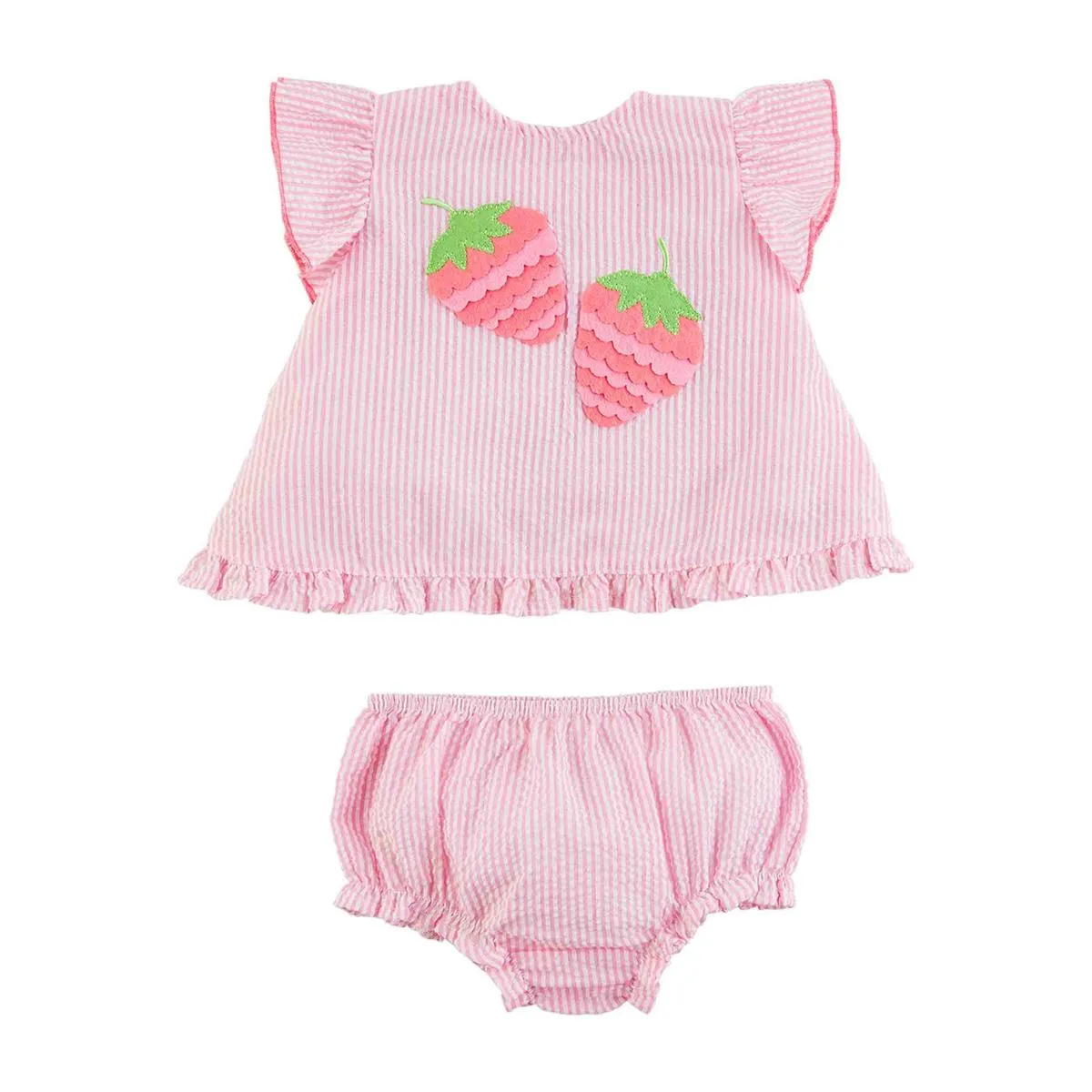 Mud Pie Strawberry Seersucker Pinafore Set