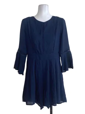 Navy Blue Half Pleated Rompers