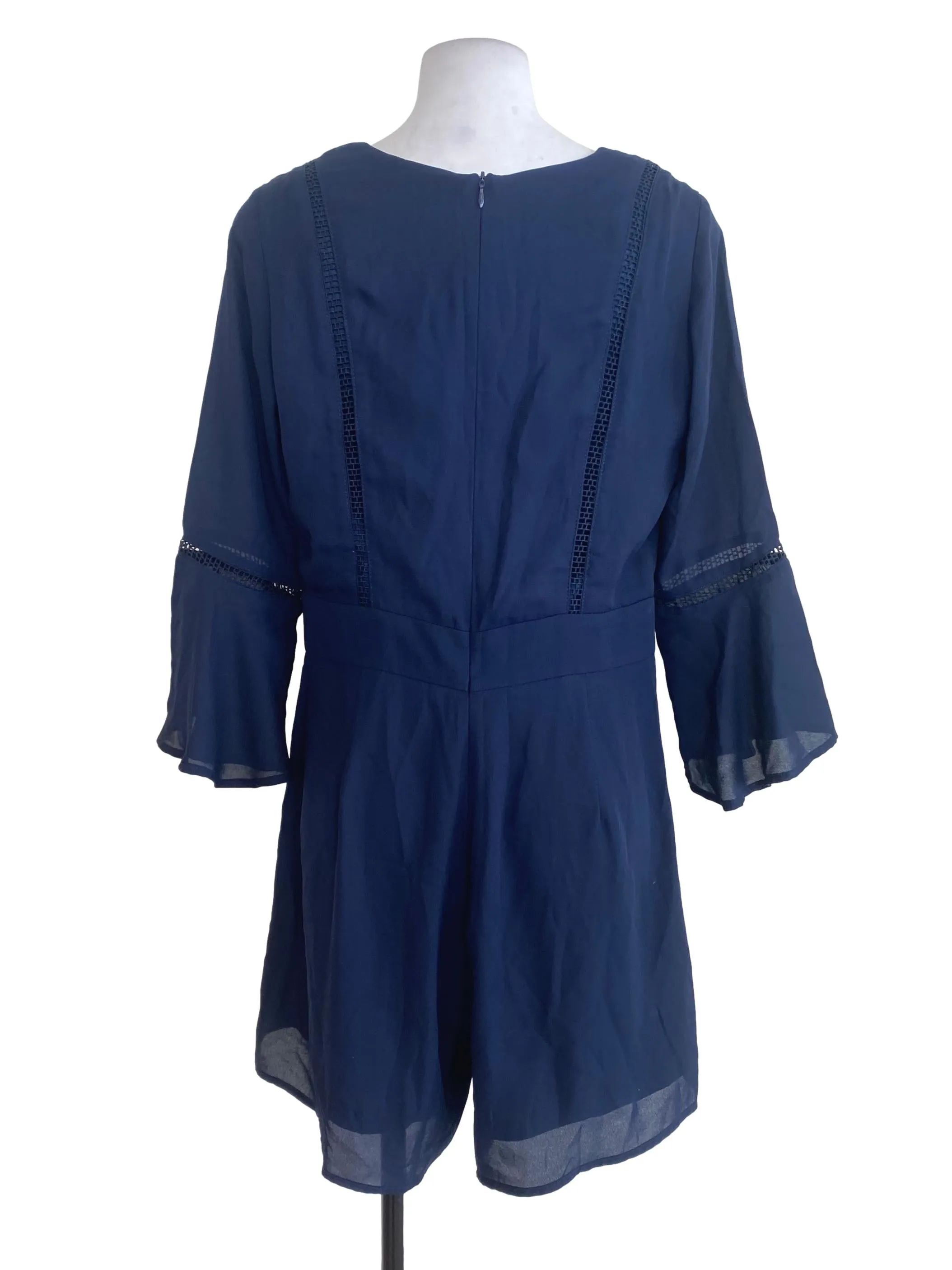 Navy Blue Half Pleated Rompers