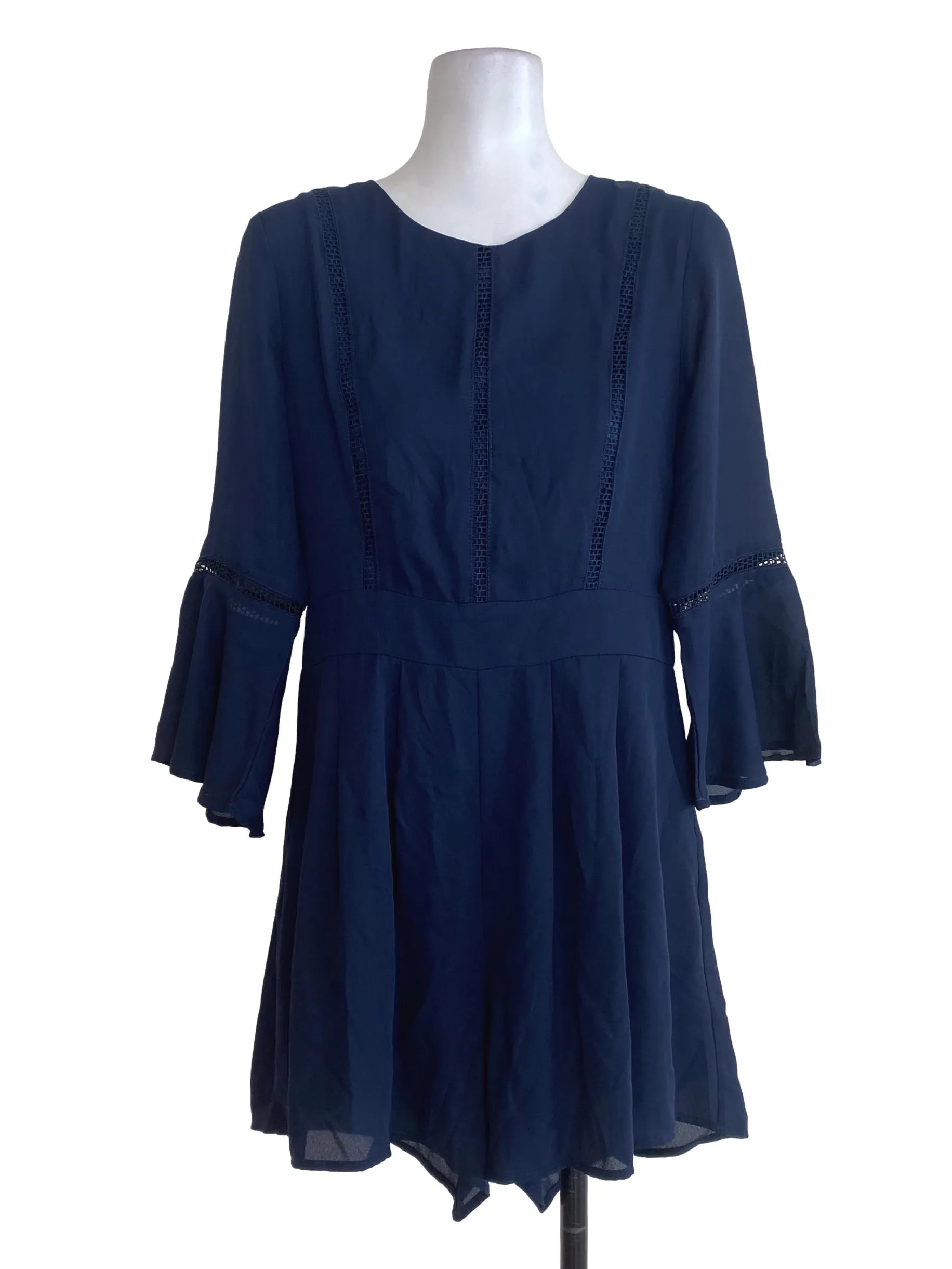Navy Blue Half Pleated Rompers