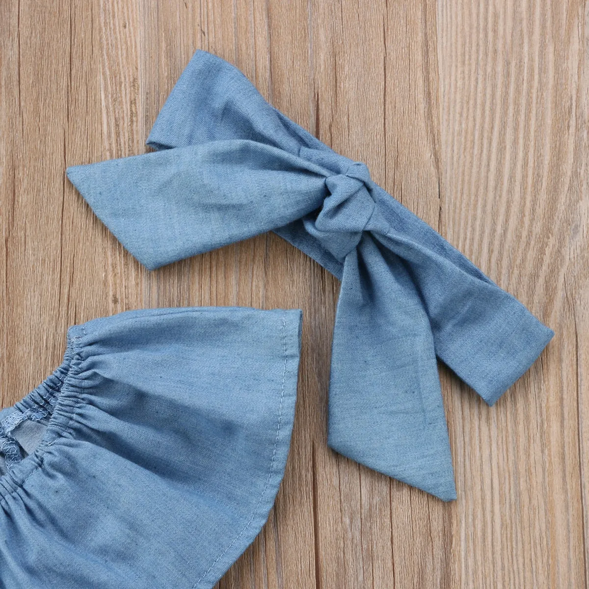 Newborn Baby Girl Ruffles Denim Romper