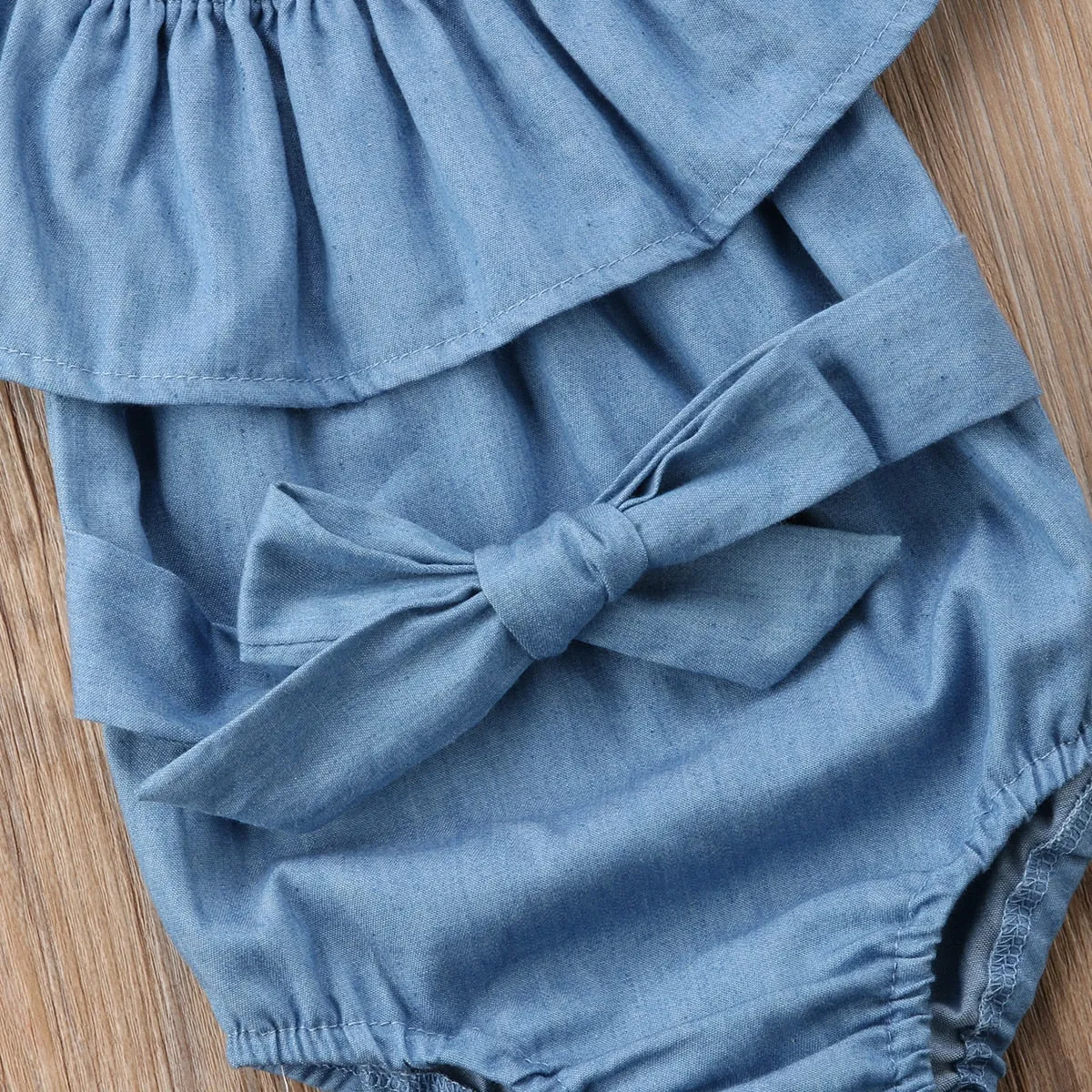 Newborn Baby Girl Ruffles Denim Romper