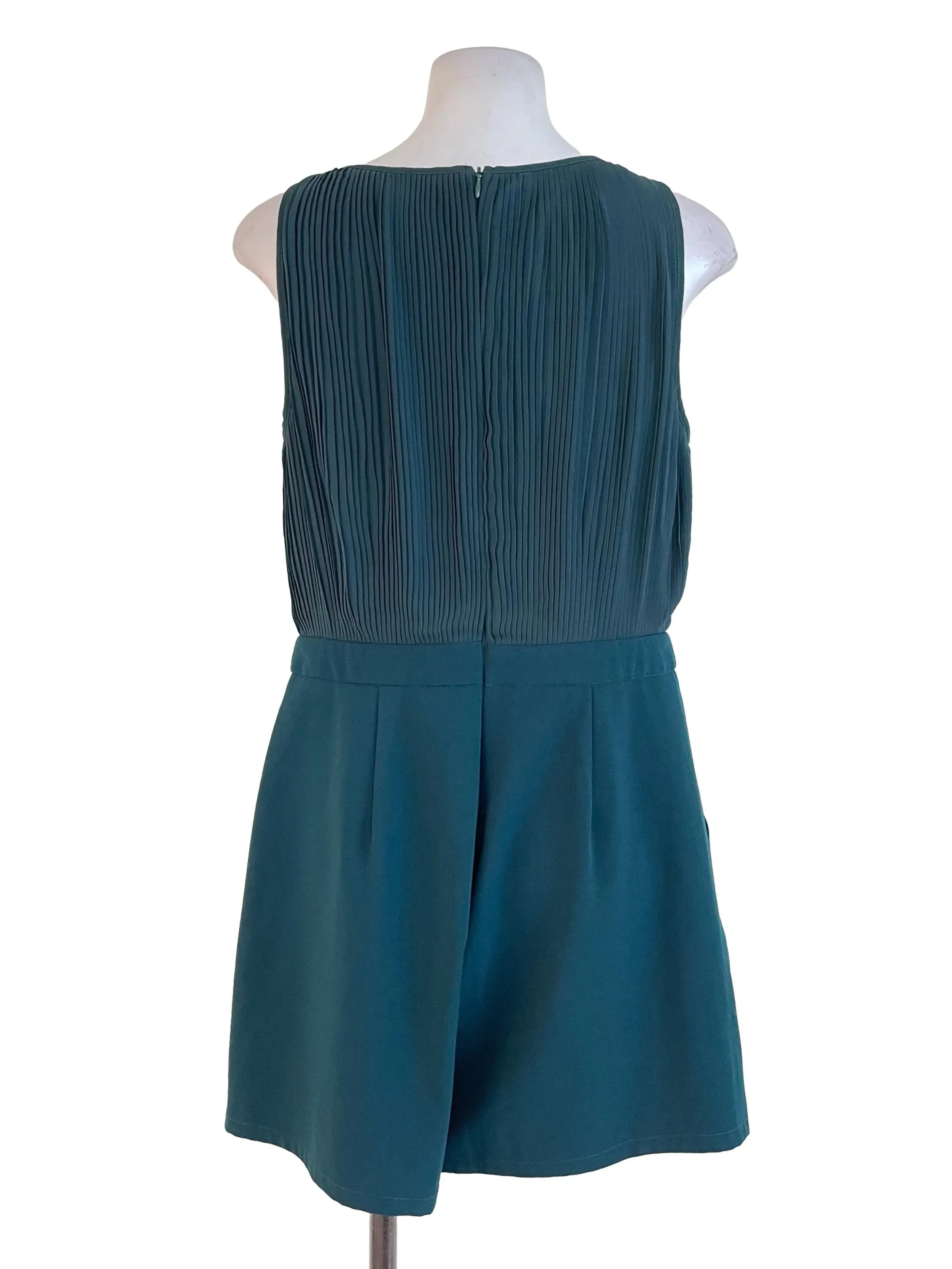Ocean Green Accordion Sleeveless Romper