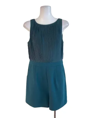 Ocean Green Accordion Sleeveless Romper