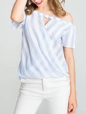 One-neck Striped Short-sleeved Top