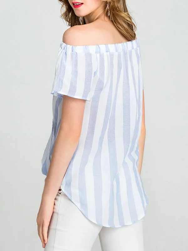 One-neck Striped Short-sleeved Top