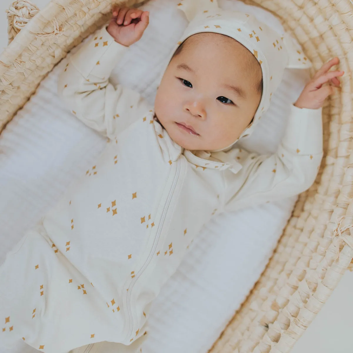 Organic Cotton Zip Romper - Stardust