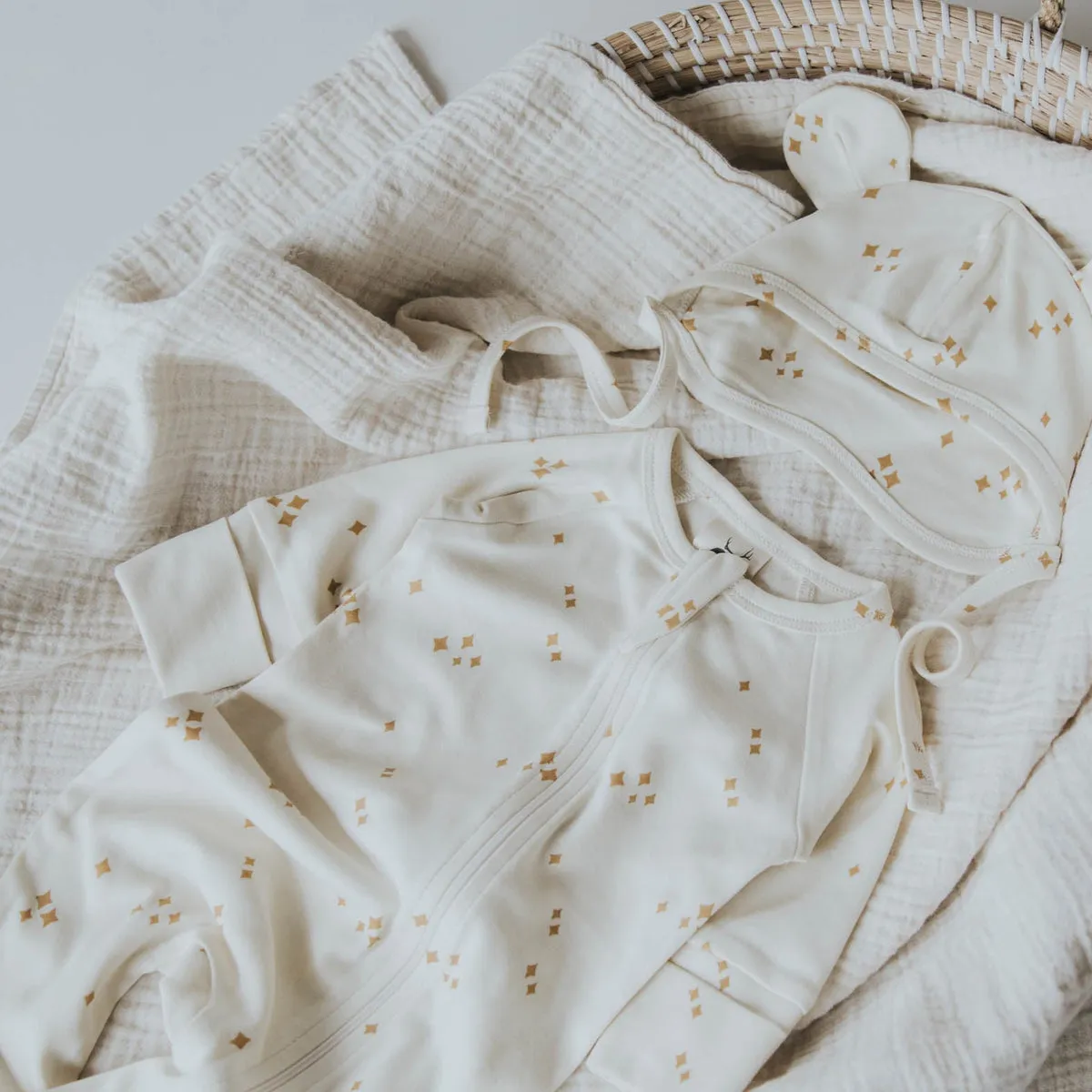 Organic Cotton Zip Romper - Stardust