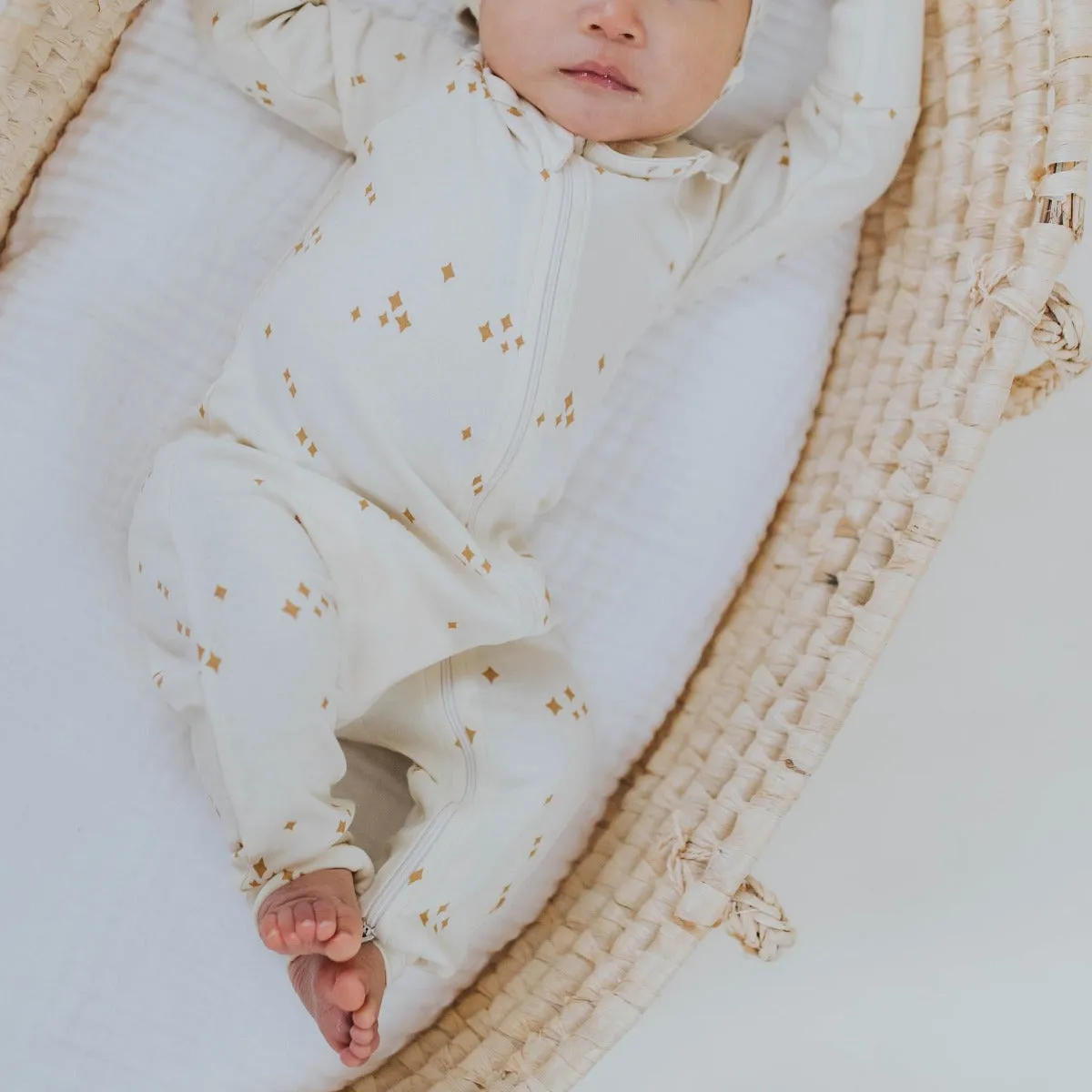 Organic Cotton Zip Romper - Stardust