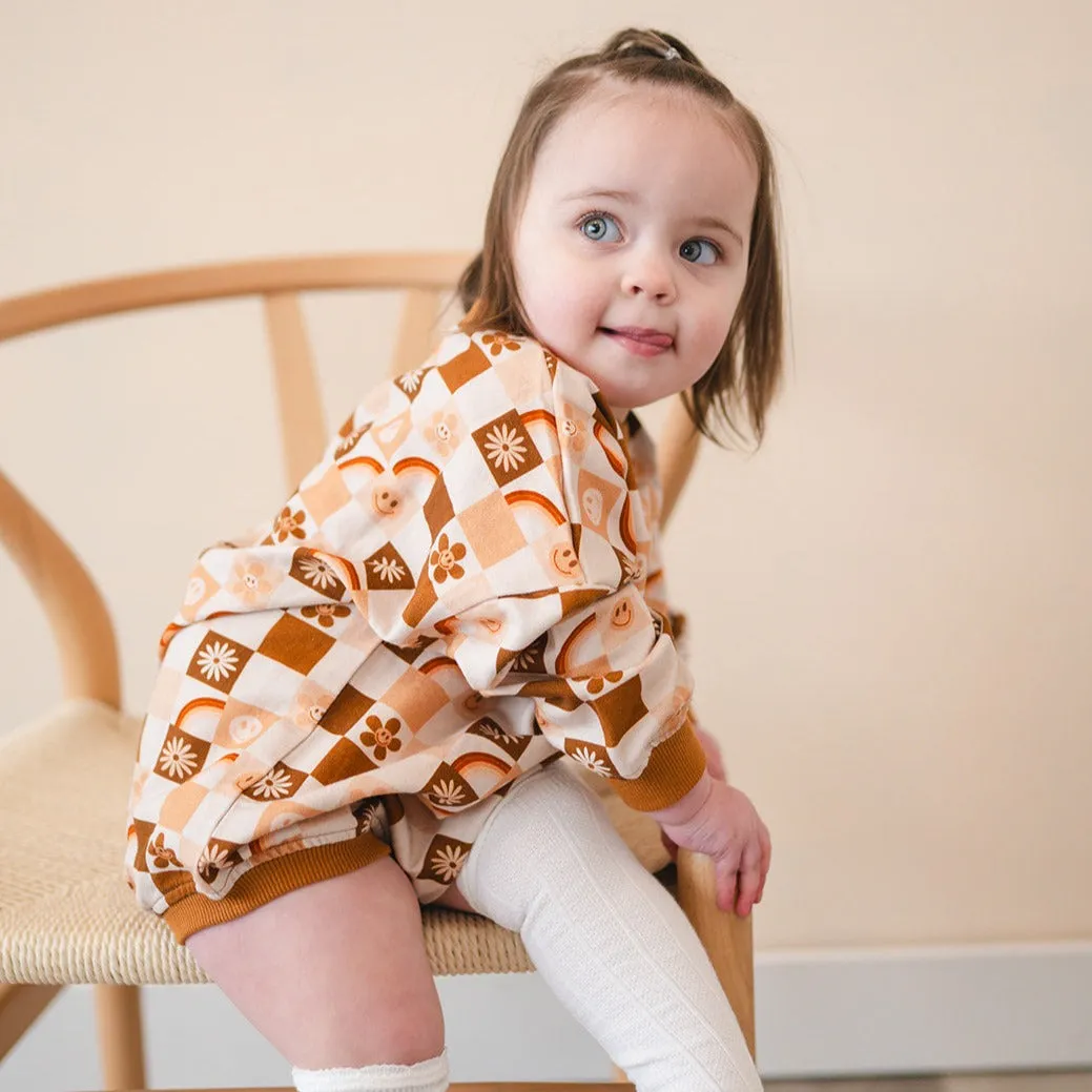 Oversized Cozy Romper - Retro Check