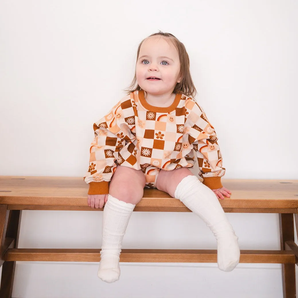 Oversized Cozy Romper - Retro Check