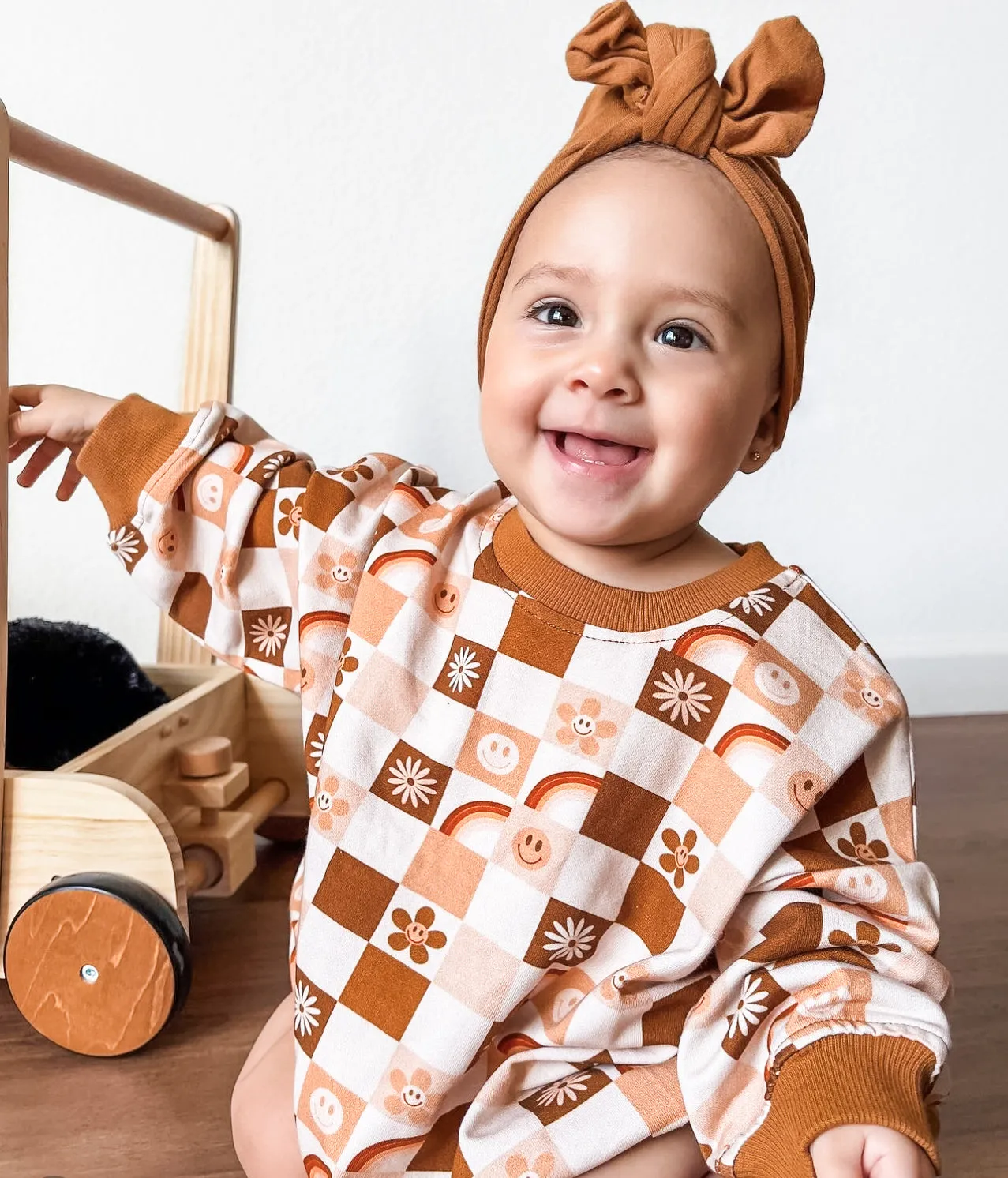 Oversized Cozy Romper - Retro Check