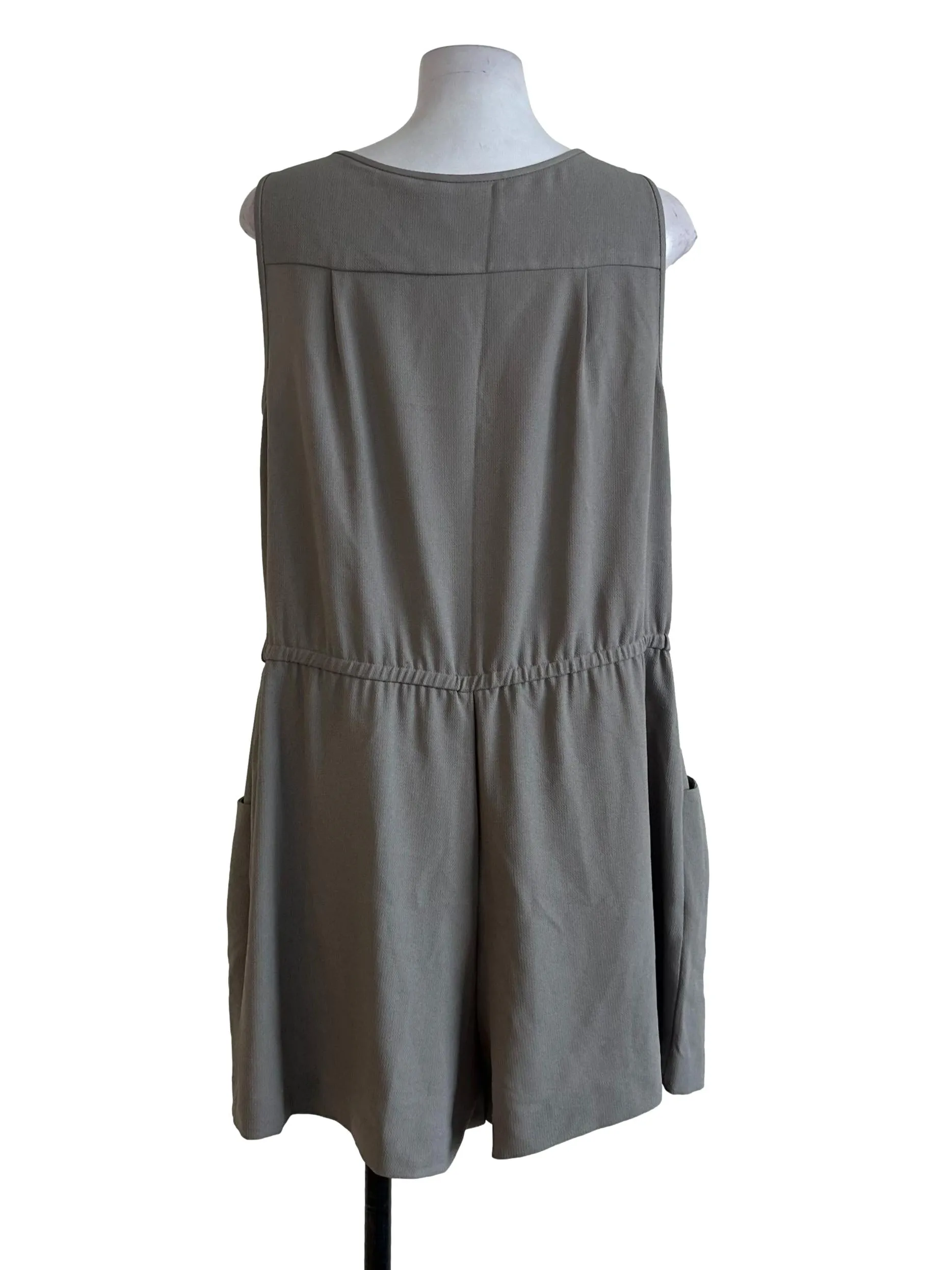 Oyster Grey Plain Button Rompers