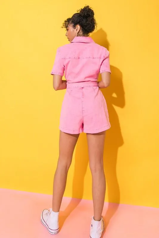 PINK ACID WASH ROMPER