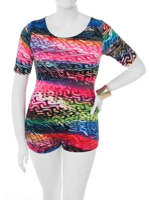 Plus Size Colorful City Lights Zip Up Romper